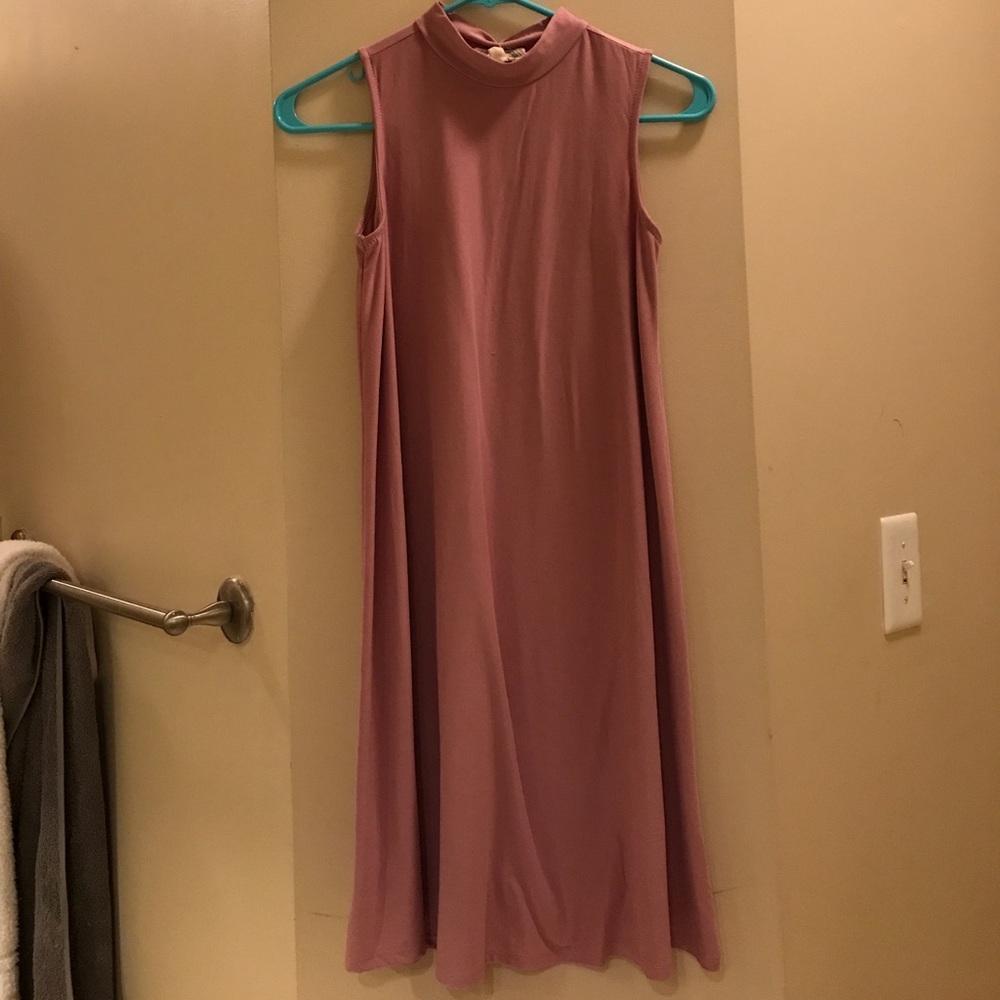 PINK ROSE Pink suede above knee dress
